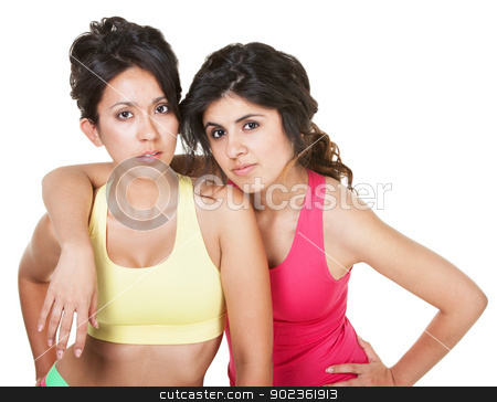 To use this stock image in your creative project, please select the size you need over to the right and click the "Add to Cart" button.
Your downloaded image will come with the Cutcaster watermark removed so don’t worry about the watermark you see on this page. Serious Women in Fitness Clothes stock photo, Serious pretty female friends it fitness clothing over white by Scott Griessel
