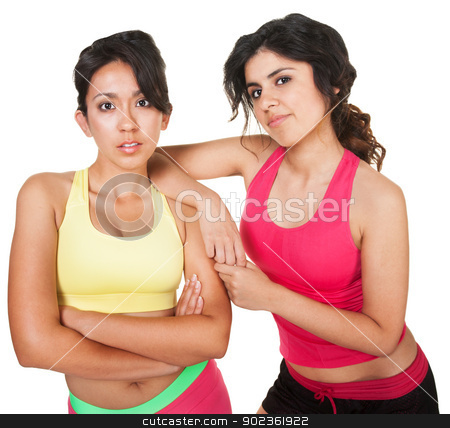 To use this stock image in your creative project, please select the size you need over to the right and click the "Add to Cart" button.
Your downloaded image will come with the Cutcaster watermark removed so don’t worry about the watermark you see on this page. Native American Workout Women stock photo, Calm Native American woman and friend in fitness clothes by Scott Griessel