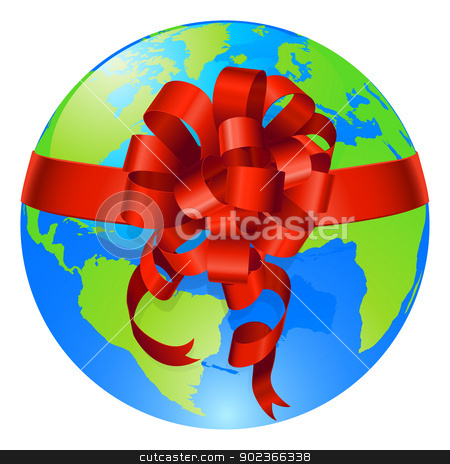 To use this stock image in your creative project, please select the size you need over to the right and click the "Add to Cart" button.
Your downloaded image will come with the Cutcaster watermark removed so don’t worry about the watermark you see on this page. Globe world gift bow concept stock vector clipart, Illustration of a world globe with gift bow round it. Concept for opportunity or being given the world, or for the world being a precious gift. by Christos Georghiou
