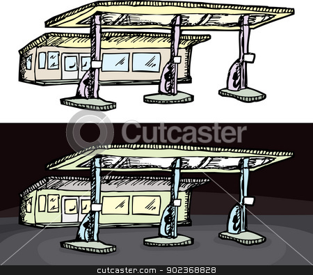 To use this stock image in your creative project, please select the size you need over to the right and click the "Add to Cart" button.
Your downloaded image will come with the Cutcaster watermark removed so don’t worry about the watermark you see on this page. Generic Gas Station stock vector clipart, Gas filling station in isolated and night versions by Eric Basir