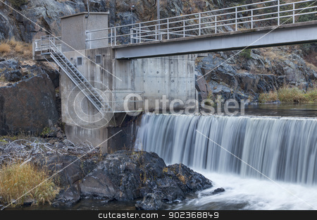 To use this stock image in your creative project, please select the size you need over to the right and click the "Add to Cart" button.
Your downloaded image will come with the Cutcaster watermark removed so don’t worry about the watermark you see on this page. river diversion dam stock photo, diversion dam on Big Thompson RIver in Rocky Mountains near Loveland, Colorado by Marek Uliasz