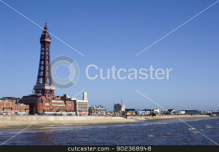 To use this stock image in your creative project, please select the size you need over to the right and click the "Add to Cart" button.
Your downloaded image will come with the Cutcaster watermark removed so don’t worry about the watermark you see on this page. Blackpool waterfront with Blackpool Tower stock photo, Blackpool waterfront and beach with Blackpool Tower, a historical Victorian lattice structure, overlooking the ocean by Stephen Gibson