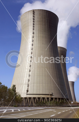 To use this stock image in your creative project, please select the size you need over to the right and click the "Add to Cart" button.
Your downloaded image will come with the Cutcaster watermark removed so don’t worry about the watermark you see on this page. Nuclear stock photo, photograph of a chimney of a nuclear power plant in activity by Cochonneau