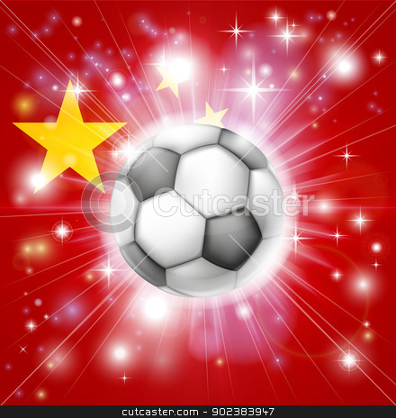 To use this stock image in your creative project, please select the size you need over to the right and click the "Add to Cart" button.
Your downloaded image will come with the Cutcaster watermark removed so don’t worry about the watermark you see on this page. China soccer flag stock vector clipart, Flag of China soccer background with pyrotechnic or light burst and soccer football ball in the centre
by Christos Georghiou