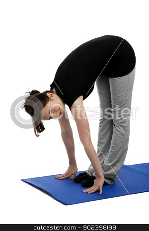 To use this stock image in your creative project, please select the size you need over to the right and click the "Add to Cart" button.
Your downloaded image will come with the Cutcaster watermark removed so don’t worry about the watermark you see on this page. young woman exercising yoga placing hands on floor stock photo, young woman exercising yoga placing hands on floor by Rob Stark