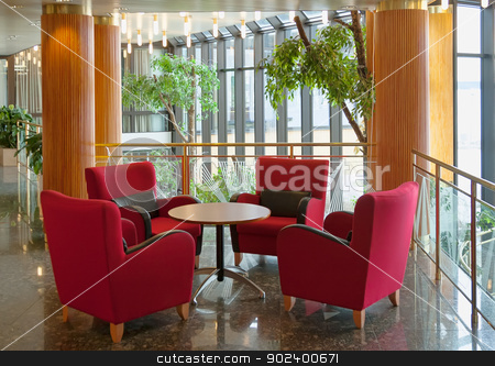 To use this stock image in your creative project, please select the size you need over to the right and click the "Add to Cart" button.
Your downloaded image will come with the Cutcaster watermark removed so don’t worry about the watermark you see on this page. lobby stock photo, the hotel lobby with a magnificent red chairs by Ruslan Kudrin