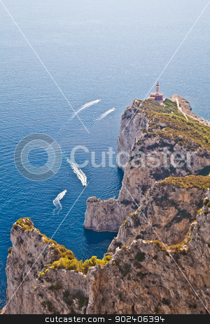 To use this stock image in your creative project, please select the size you need over to the right and click the "Add to Cart" button.
Your downloaded image will come with the Cutcaster watermark removed so don’t worry about the watermark you see on this page. Capri Island panorama stock photo, Panorama with Capri lighthouse and boats during a sunny day by Paolo Gallo