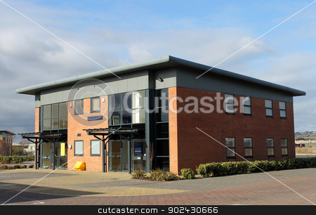 To use this stock image in your creative project, please select the size you need over to the right and click the "Add to Cart" button.
Your downloaded image will come with the Cutcaster watermark removed so don’t worry about the watermark you see on this page. Office building in business park stock photo, Exterior of vacant office building on modern business park, Scarborough, England. by Martin Crowdy