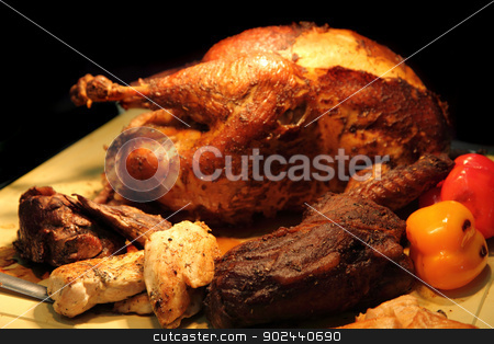 To use this stock image in your creative project, please select the size you need over to the right and click the "Add to Cart" button.
Your downloaded image will come with the Cutcaster watermark removed so don’t worry about the watermark you see on this page. roasted turkey stock photo, roasted turkey as nice thanksgiving day background by Jiri Vaclavek