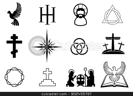 To use this stock image in your creative project, please select the size you need over to the right and click the "Add to Cart" button.
Your downloaded image will come with the Cutcaster watermark removed so don’t worry about the watermark you see on this page. Christian icons stock vector clipart, A set of Christian religious signs and symbols by Christos Georghiou