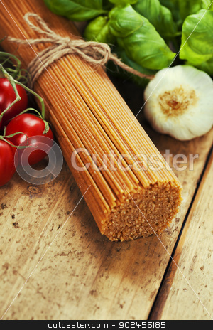 To use this stock image in your creative project, please select the size you need over to the right and click the "Add to Cart" button.
Your downloaded image will come with the Cutcaster watermark removed so don’t worry about the watermark you see on this page. whole wheat spaghetti stock photo, whole wheat spaghetti with ingredients by klenova