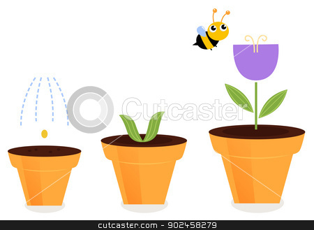 To use this stock image in your creative project, please select the size you need over to the right and click the "Add to Cart" button.
Your downloaded image will come with the Cutcaster watermark removed so don’t worry about the watermark you see on this page. Flower in pots growth stages isolated on white ( tulip ) stock vector clipart, Purple spring flower growth. Vector cartoon Illustration by BEEANDGLOW