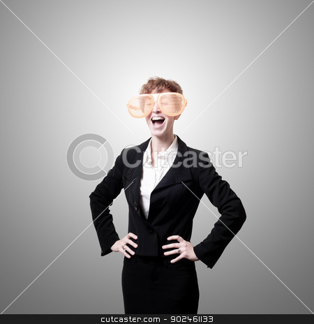 To use this stock image in your creative project, please select the size you need over to the right and click the "Add to Cart" button.
Your downloaded image will come with the Cutcaster watermark removed so don’t worry about the watermark you see on this page. businesswoman with big funny eyeglasses screaming stock photo, businesswoman with big funny eyeglasses screaming on gray background by Eugenio Marongiu