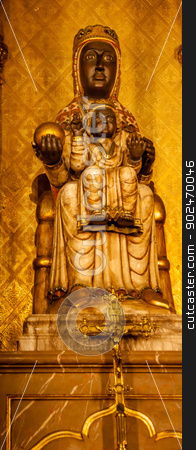To use this stock image in your creative project, please select the size you need over to the right and click the "Add to Cart" button.
Your downloaded image will come with the Cutcaster watermark removed so don’t worry about the watermark you see on this page. Black Madonna Statue Gothic Catholic Barcelona Cathedral Basilic stock photo, BARCELONA, SPAIN--OCTOBER 19, 2012 Black Madonna and Baby Jesus Sculpture Gothic Catholic Barcelona Cathedral Basilica Catalonia Spain on October 19, 2012. Built in 1298. by William Perry