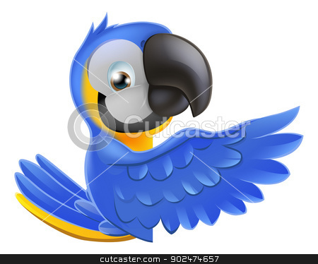 To use this stock image in your creative project, please select the size you need over to the right and click the "Add to Cart" button.
Your downloaded image will come with the Cutcaster watermark removed so don’t worry about the watermark you see on this page. Cute blue and yellow parrot stock vector clipart, A blue and yellow macaw parrot leaning round a sign or banner and pointing his wing at what is written on it by Christos Georghiou