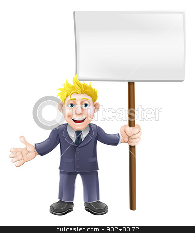 To use this stock image in your creative project, please select the size you need over to the right and click the "Add to Cart" button.
Your downloaded image will come with the Cutcaster watermark removed so don’t worry about the watermark you see on this page. Cartoon suit man holding sign stock vector clipart, A cartoon illustration of a business guy in a suit holding a sign board by Christos Georghiou