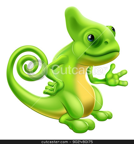 To use this stock image in your creative project, please select the size you need over to the right and click the "Add to Cart" button.
Your downloaded image will come with the Cutcaster watermark removed so don’t worry about the watermark you see on this page. Cartoon Chameleon stock vector clipart, Illustration of a cartoon chameleon lizard character standing and showing something with their hand. by Christos Georghiou