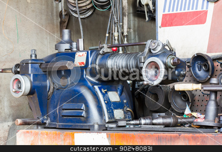 To use this stock image in your creative project, please select the size you need over to the right and click the "Add to Cart" button.
Your downloaded image will come with the Cutcaster watermark removed so don’t worry about the watermark you see on this page. Old lathe in workshop stock photo, Old lathe is ready to work in the workshop by stoonn