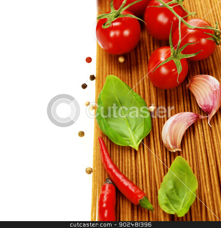 To use this stock image in your creative project, please select the size you need over to the right and click the "Add to Cart" button.
Your downloaded image will come with the Cutcaster watermark removed so don’t worry about the watermark you see on this page. whole wheat spaghetti stock photo, whole wheat spaghetti with ingredients by klenova