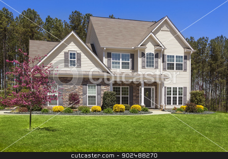 To use this stock image in your creative project, please select the size you need over to the right and click the "Add to Cart" button.
Your downloaded image will come with the Cutcaster watermark removed so don’t worry about the watermark you see on this page. Beautiful Newly Constructed Modern Home stock photo, Beautiful Newly Constructed Modern Home Among the Trees. by Andy Dean