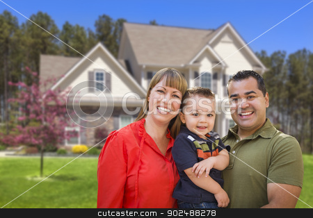 To use this stock image in your creative project, please select the size you need over to the right and click the "Add to Cart" button.
Your downloaded image will come with the Cutcaster watermark removed so don’t worry about the watermark you see on this page. Mixed Race Young Family in Front of House stock photo, Happy Mixed Race Young Family in Front of Beautiful House. by Andy Dean