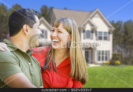 To use this stock image in your creative project, please select the size you need over to the right and click the "Add to Cart" button.
Your downloaded image will come with the Cutcaster watermark removed so don’t worry about the watermark you see on this page. Happy Mixed Race Couple in Front of House stock photo, Happy Mixed Race Couple in Front of Beautiful House. by Andy Dean