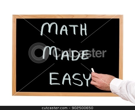 To use this stock image in your creative project, please select the size you need over to the right and click the "Add to Cart" button.
Your downloaded image will come with the Cutcaster watermark removed so don’t worry about the watermark you see on this page. Math Tutorial stock photo, Math made easy is written in chalk on a chalkboard. by Richard Nelson