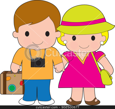 To use this stock image in your creative project, please select the size you need over to the right and click the "Add to Cart" button.
Your downloaded image will come with the Cutcaster watermark removed so don’t worry about the watermark you see on this page. Couple Travel stock vector clipart, This happy couple are delighted to be going on vacation, luggage at their side and camera at the ready. by Maria Bell