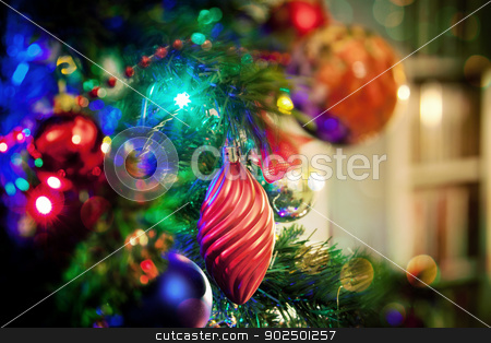 To use this stock image in your creative project, please select the size you need over to the right and click the "Add to Cart" button.
Your downloaded image will come with the Cutcaster watermark removed so don’t worry about the watermark you see on this page. Baubles and lights on Christmas tree stock photo, Baubles and sparkling lights on Christmas tree at home. by Piccia Neri