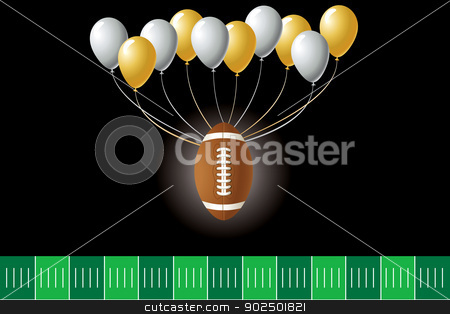 To use this stock image in your creative project, please select the size you need over to the right and click the "Add to Cart" button.
Your downloaded image will come with the Cutcaster watermark removed so don’t worry about the watermark you see on this page. Football Design stock vector clipart, Vector Illustration of a football design with party balloons and yard line. by Basheera Hassanali