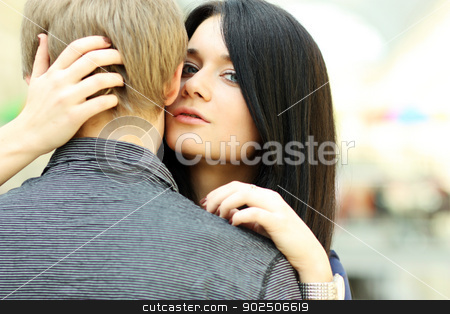 To use this stock image in your creative project, please select the size you need over to the right and click the "Add to Cart" button.
Your downloaded image will come with the Cutcaster watermark removed so don’t worry about the watermark you see on this page. portrait of young happy man and woman stock photo, Closeup portrait of young happy man and woman couple in love by andersonrise
