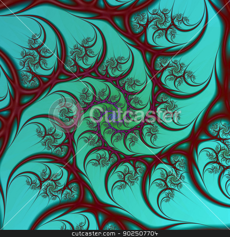 To use this stock image in your creative project, please select the size you need over to the right and click the "Add to Cart" button.
Your downloaded image will come with the Cutcaster watermark removed so don’t worry about the watermark you see on this page. Burgundy on Turquoise Spiral stock photo, Digital abstract fractal image with a spiral design in burgundy on a turquoise background. by Colin Forrest