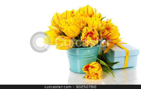 To use this stock image in your creative project, please select the size you need over to the right and click the "Add to Cart" button.
Your downloaded image will come with the Cutcaster watermark removed so don’t worry about the watermark you see on this page. yellow tulips and gift box stock photo, yellow tulips and gift box by klenova