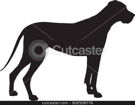 To use this stock image in your creative project, please select the size you need over to the right and click the "Add to Cart" button.
Your downloaded image will come with the Cutcaster watermark removed so don’t worry about the watermark you see on this page. Great Dane Silhouette stock vector clipart, A Great Dane dog shown in black silhouette profile. by Maria Bell