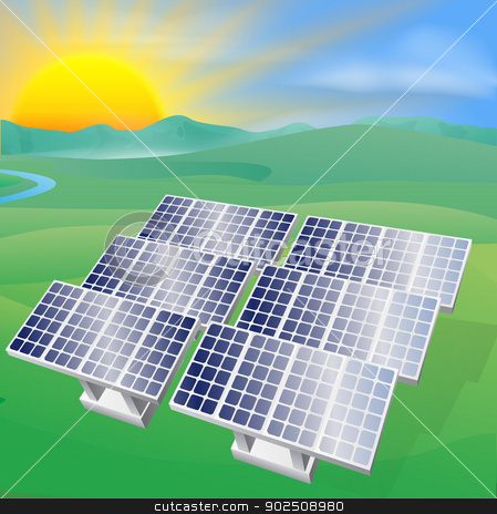 To use this stock image in your creative project, please select the size you need over to the right and click the "Add to Cart" button.
Your downloaded image will come with the Cutcaster watermark removed so don’t worry about the watermark you see on this page. Solar power energy illustration stock vector clipart, Illustration of a solar panel photovoltaic cells generating power and electricity by Christos Georghiou