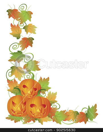 To use this stock image in your creative project, please select the size you need over to the right and click the "Add to Cart" button.
Your downloaded image will come with the Cutcaster watermark removed so don’t worry about the watermark you see on this page. Carved Halloween Pumpkins and Vines Border Illustration stock vector clipart, Happy Halloween Trio of Carved Pumpkins with Leaves and Twine Border Illustration by Jit Lim