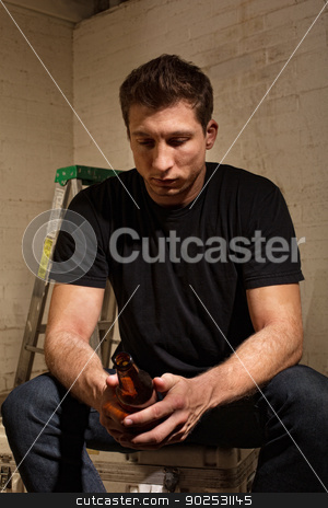 To use this stock image in your creative project, please select the size you need over to the right and click the "Add to Cart" button.
Your downloaded image will come with the Cutcaster watermark removed so don’t worry about the watermark you see on this page. Man Holding Bottle stock photo, Depressed Caucasian man looking at a glass bottle by Scott Griessel
