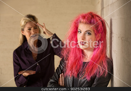 To use this stock image in your creative project, please select the size you need over to the right and click the "Add to Cart" button.
Your downloaded image will come with the Cutcaster watermark removed so don’t worry about the watermark you see on this page. Angry Mother and Daughter stock photo, Bickering parent and female child with pink hair by Scott Griessel
