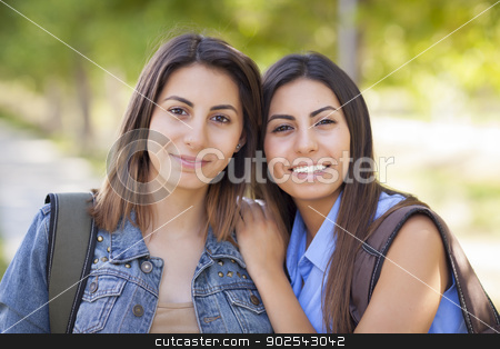 To use this stock image in your creative project, please select the size you need over to the right and click the "Add to Cart" button.
Your downloaded image will come with the Cutcaster watermark removed so don’t worry about the watermark you see on this page. Young Adult Mixed Race Twin Sisters Portrait Outside stock photo, Young Adult Mixed Race Twin Sisters Portrait Wearing Backpacks Outside. by Andy Dean