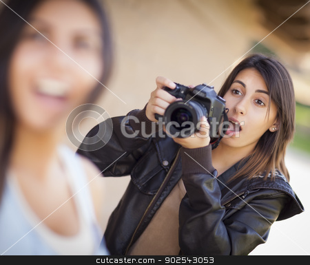To use this stock image in your creative project, please select the size you need over to the right and click the "Add to Cart" button.
Your downloaded image will come with the Cutcaster watermark removed so don’t worry about the watermark you see on this page. Excited Female Mixed Race Photographer Spots Celebrity stock photo, Excited and Ready Female Mixed Race Photographer Spots Celebrity Outside. by Andy Dean