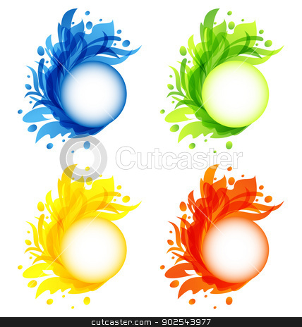 To use this stock image in your creative project, please select the size you need over to the right and click the "Add to Cart" button.
Your downloaded image will come with the Cutcaster watermark removed so don’t worry about the watermark you see on this page. Four seasonal flourish colorful frames isolated stock vector clipart, Illustration four seasonal flourish colorful frames isolated - vector by -=Mad Dog=-