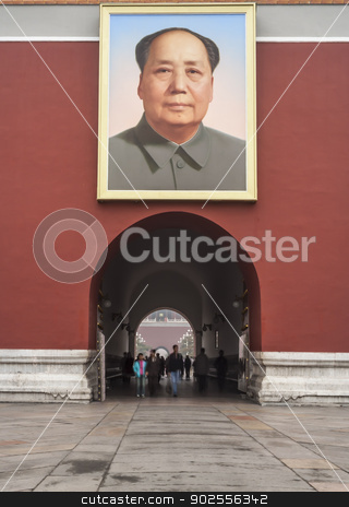 To use this stock image in your creative project, please select the size you need over to the right and click the "Add to Cart" button.
Your downloaded image will come with the Cutcaster watermark removed so don’t worry about the watermark you see on this page. Tiananmen Gate of Heavenly Peace, Portrait of Mao, Beijing stock photo, Unidentifiable tourists walk through the Tiananmen Gate of Heavenly Peace under the Portrait of Mao, Forbidden City, Beijing, China by Bryan Mullennix