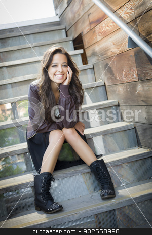 To use this stock image in your creative project, please select the size you need over to the right and click the "Add to Cart" button.
Your downloaded image will come with the Cutcaster watermark removed so don’t worry about the watermark you see on this page. Mixed Race Young Adult Woman Portrait on Staircase stock photo, Portrait of a Pretty Mixed Race Young Adult Woman Sitting on a Staircase Wearing Leather Boots and Jacket. by Andy Dean
