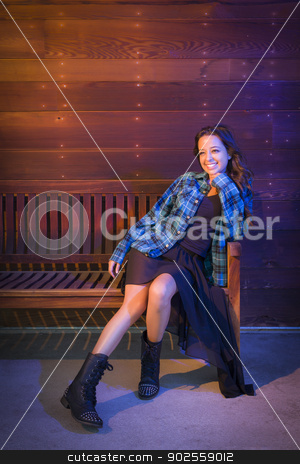 To use this stock image in your creative project, please select the size you need over to the right and click the "Add to Cart" button.
Your downloaded image will come with the Cutcaster watermark removed so don’t worry about the watermark you see on this page. Mixed Race Young Adult Woman Portrait Sitting on Wood Bench stock photo, Portrait of a Pretty Mixed Race Young Adult Woman Sitting on Wooden Bench Against a Lustrous Wood Wall Background. by Andy Dean
