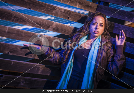 To use this stock image in your creative project, please select the size you need over to the right and click the "Add to Cart" button.
Your downloaded image will come with the Cutcaster watermark removed so don’t worry about the watermark you see on this page. Frightened Pretty Young Woman in Dark Walkway at Night stock photo, Frightened Pretty Young Woman in Dark Scary Walkway at Night. by Andy Dean