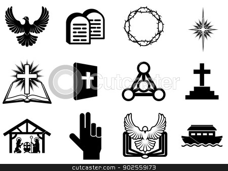 To use this stock image in your creative project, please select the size you need over to the right and click the "Add to Cart" button.
Your downloaded image will come with the Cutcaster watermark removed so don’t worry about the watermark you see on this page. Christian religious icons stock vector clipart, Set of Christian religious icons, signs and symbols by Christos Georghiou