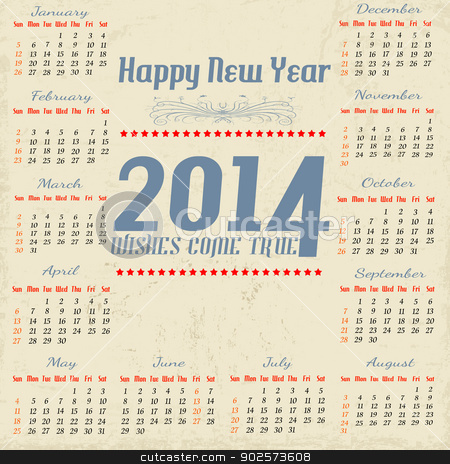 To use this stock image in your creative project, please select the size you need over to the right and click the "Add to Cart" button.
Your downloaded image will come with the Cutcaster watermark removed so don’t worry about the watermark you see on this page. Vintage year 2014 calendar stock vector clipart, Vintage year 2014 calendar, vector illustration by radubalint