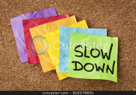 To use this stock image in your creative project, please select the size you need over to the right and click the "Add to Cart" button.
Your downloaded image will come with the Cutcaster watermark removed so don’t worry about the watermark you see on this page. slow down - lifestyle concept stock photo, slow down - lifestyle concept or advice - handwriting on colorful sticky notes by Marek Uliasz