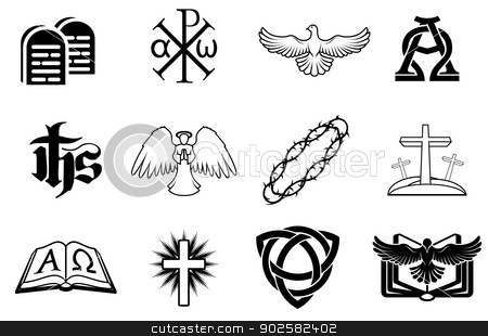 To use this stock image in your creative project, please select the size you need over to the right and click the "Add to Cart" button.
Your downloaded image will come with the Cutcaster watermark removed so don’t worry about the watermark you see on this page. Set of Christian icons stock vector clipart, A set of Christian icons including angel, dove, alpha omega, Chi Ro and many more by Christos Georghiou