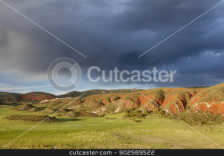To use this stock image in your creative project, please select the size you need over to the right and click the "Add to Cart" button.
Your downloaded image will come with the Cutcaster watermark removed so don’t worry about the watermark you see on this page. heavy clouds over Red Mountain stock photo, heavy storm clouds over mountain ranch - Red Mountain Open Space near Fort Collins, Colorado, spring scenery by Marek Uliasz